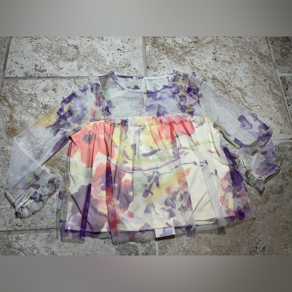 Mimi Chica Ruffly Mesh Top Womens Size Small NWT